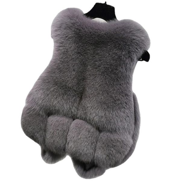 

women's fur & faux 2021 fashion winter ladies vest skin slim temperament commuter plush jacket abrigos women v-neck short, Black