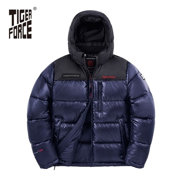 Força de tigre jaqueta de inverno dos homens Rússia Quente moda à prova de vento homens casaco de alta qualidade zipper inverno parka casaco 70793 211214