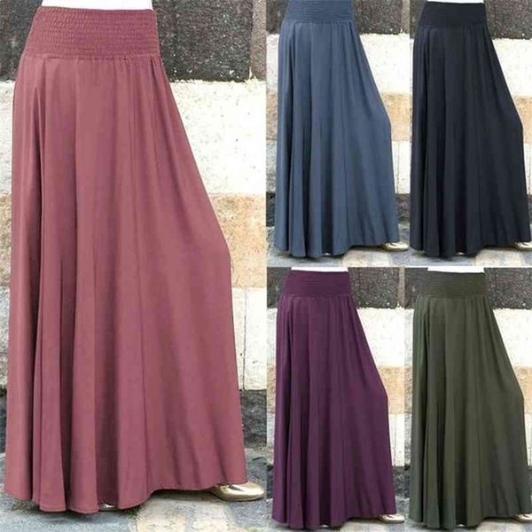 

skirt vintage multi-colored long autumn casual high waist maxi fashion female boho pleated plus size 210621, Black