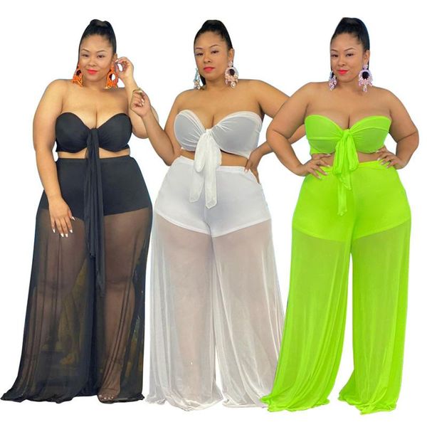 

plus size tracksuits 4xl two piece set women wholesale summer clothes bra maxi skirt solid beatch mesh club outfits drop, Black