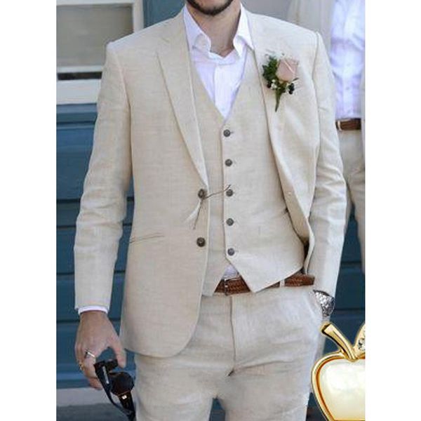 

men's suits & blazers suit two buttons slim fit grooms khaki tuxedo prom dinner party business banquet casual for wedding blazer+vest+p, White;black