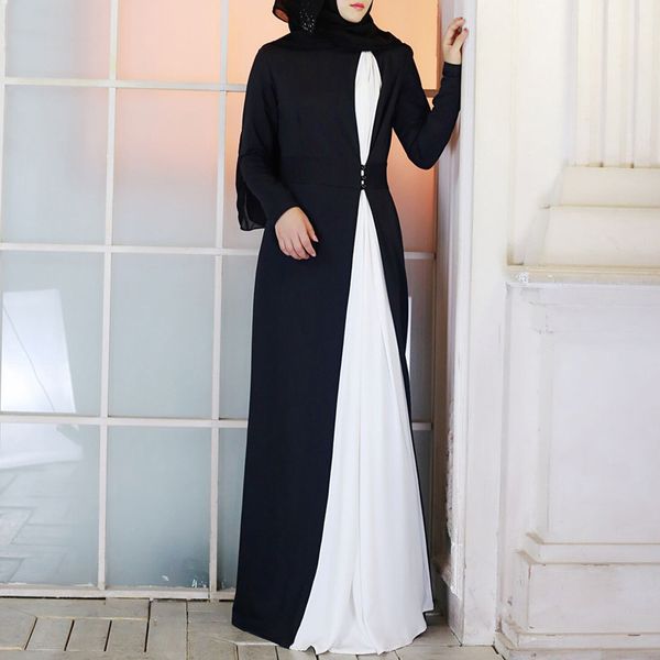 

turkey chic dubai muslim abaya dress women patchwork long sleeve slim fit hijab vestidos kimono caftan moroccan islamic clothing, Red