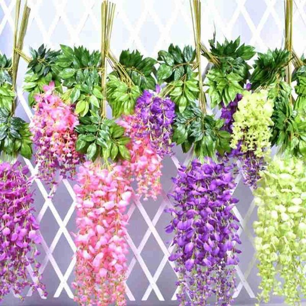 

decorative flowers & wreaths artificial wisteria flower for diy simulation wedding arch rattan wall hanging home party decoration fake