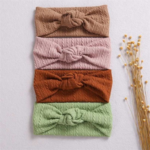 

1pcs waffle cable knit knot baby headbands born baby nylon elastic hairbands ribbed headband baby hair accessories 211023, Slivery;white