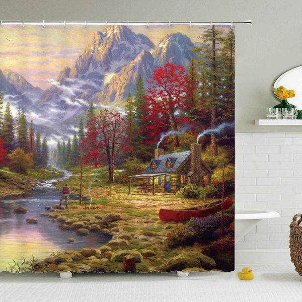 

curtain & drapes garden flowers scenery shower curtains bath waterproof bathroom home washable fabric firanki vorhang tende