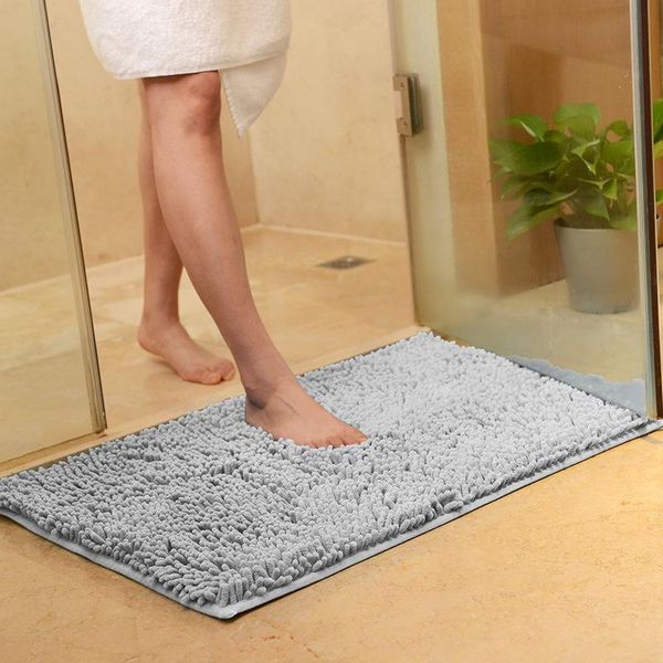

bath mats thicken carpet mat chenille bathroom water absorption plush floor entrance doormat non-slip toilet rug