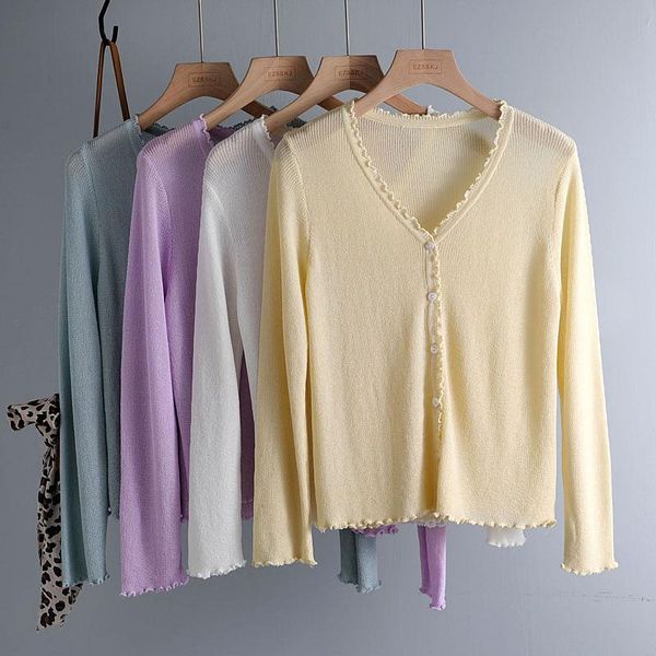 

women's vests 2021 summer short thin knit cardigans women button coat sweet long sleeve female o-neck chic jacket, Black;white
