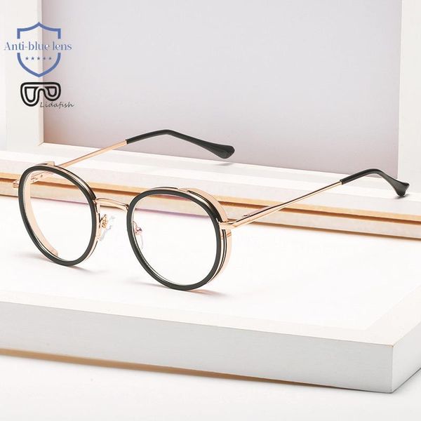 

sunglasses round metal frame glasses european and american retro gorgeous anti-blue light anti-radiation transparent, White;black
