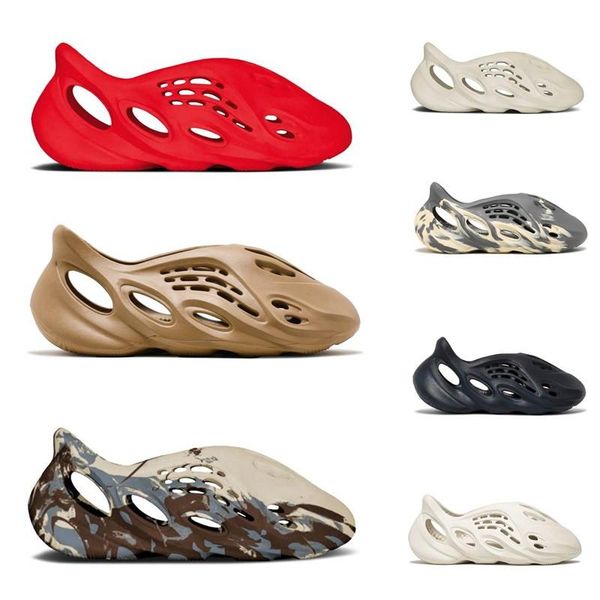 

foam runner slipper ochre vermillion moon gray cream clay mineral blue sand ararat men womens beach platform sandal with box, Black