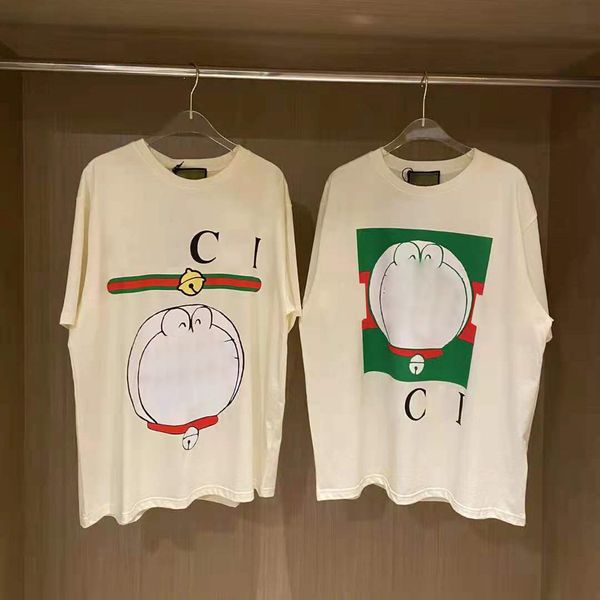 

chaopai gujia early spring new blue fat man joint robot cat loose leisure thin round neck t-shirt couple short sleeve, White