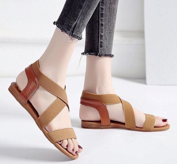 

sandals women fashion gladiator for ladies summer shoes female flat rome style cross tied drop, Black