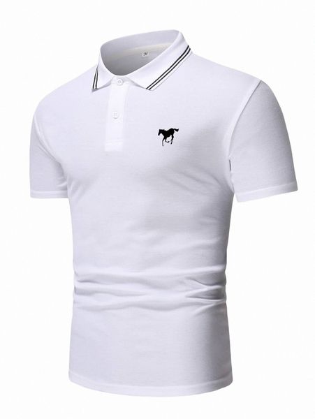 

men animal print polo shirt l7e8#, White;black