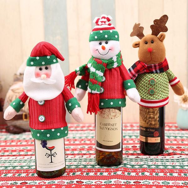 

christmas decorations santa claus snowman wine bottle cover dinner xmas table decor gift ic893714