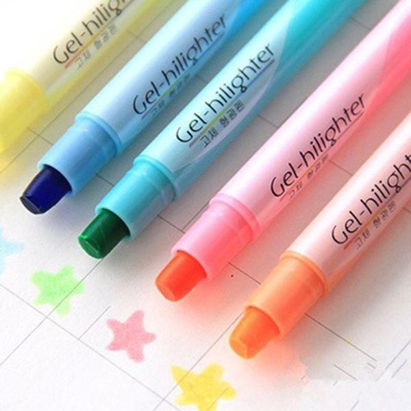 

highlighters 6colors/box creative solid jelly candy colors fluorescent pen oil mark diy diary stationery school supplies, Black;red