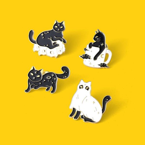 

pins, brooches black ghost cat enamel pin funny horror skeleton lapel badges women brooch accessories jewelry friend gift wholesal, Gray