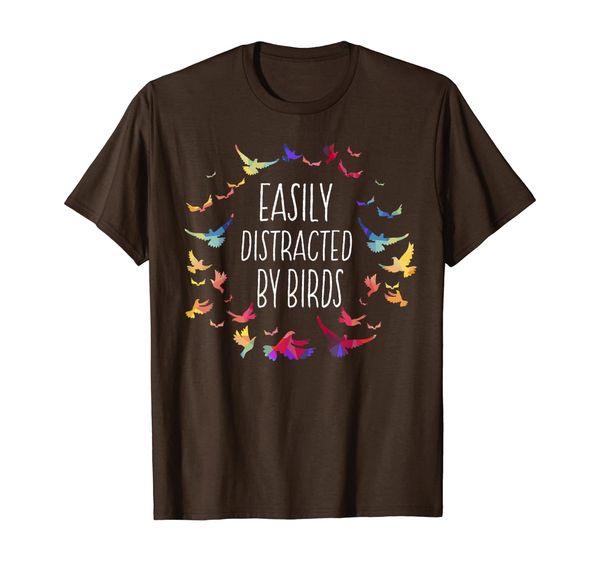 

easily distracted by birds shirt bird lover birder gifts, White;black