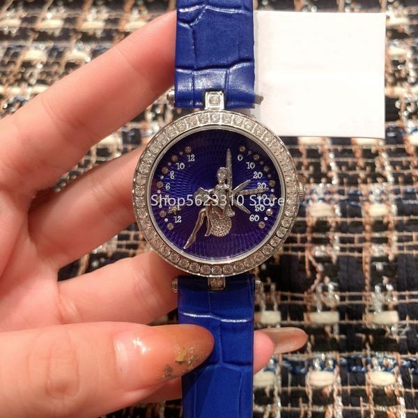 36mm Famoso Marca Machenical Mulheres Assista Moda Real Lether Crystal Star Encantos Fada No Centro Lover relógio de pulso relógio de pulso