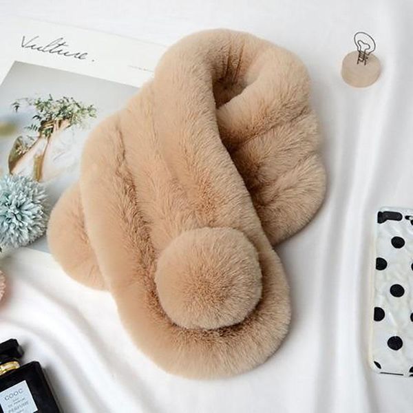 

scarves winter scarf faux fur warm fashion soft plush thicken snood shawl for women girls imitation collar, Blue;gray