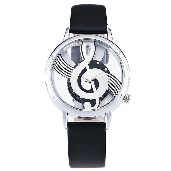 

fashion creative hollow transparent watches women musical note ladies hodinky montre femme wristwatches, Slivery;brown
