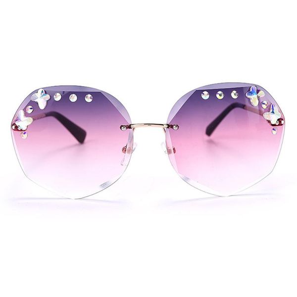 

vintage fashion oversized rimless sunglasses women designer diamond square sun glasses for female fml, White;black