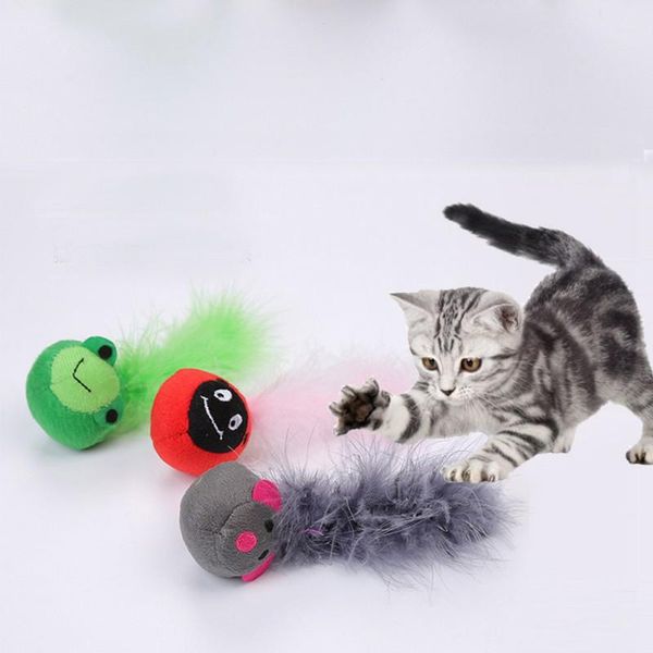 

cat toys pet cute with feather toy ball interactive play chew for catcher