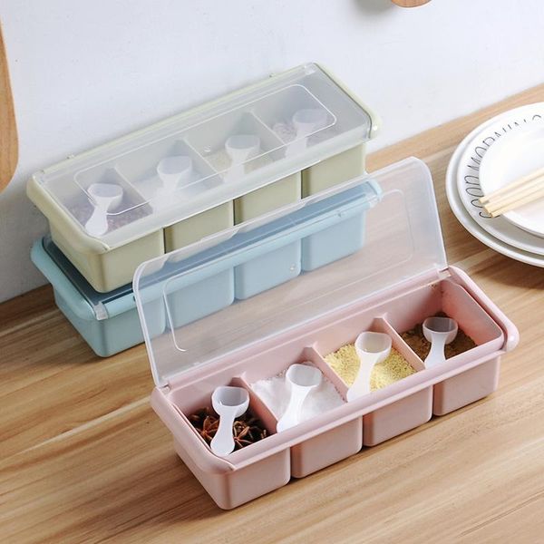 

storage bottles & jars seasoning box salt can set kitchen plastic combination pot