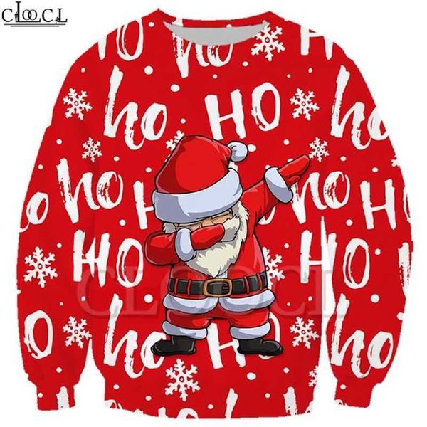 

cloocl christmas fashion men sweatshirt ho dabbing santa claus 3d printed long sleeve outerwear streetwear 211116, Black