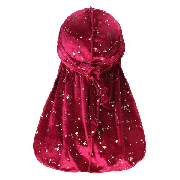

velvet print gold long tail pirate hat durag hats for women designer durags and bonnets wholesale beanies