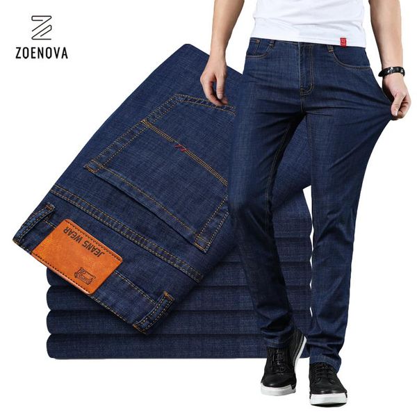 

summer men's thin slim fit jeans business fashion classic style denim trousers stretch jeansy brand blue black pants