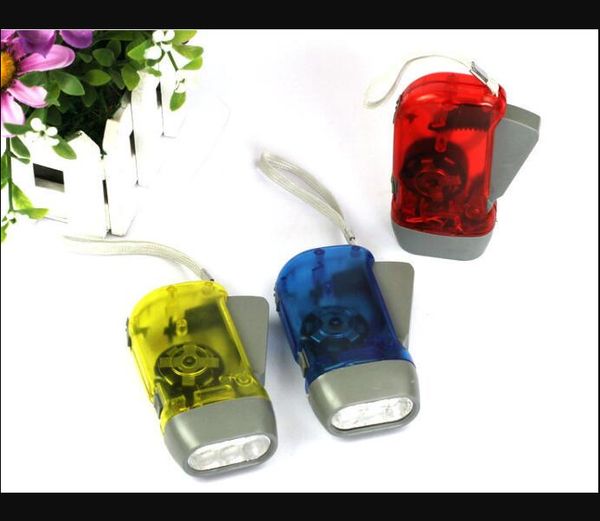 

new protable 3 led dynamo wind up flashlight torch light hand press crank nr camping & fast dhl shipping