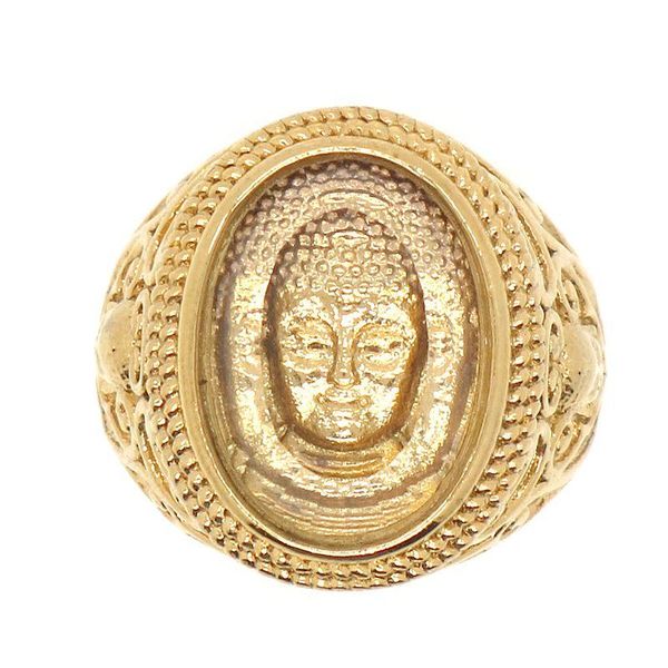 

cluster rings 316l stainless steel gold-color buddha ring, Golden;silver