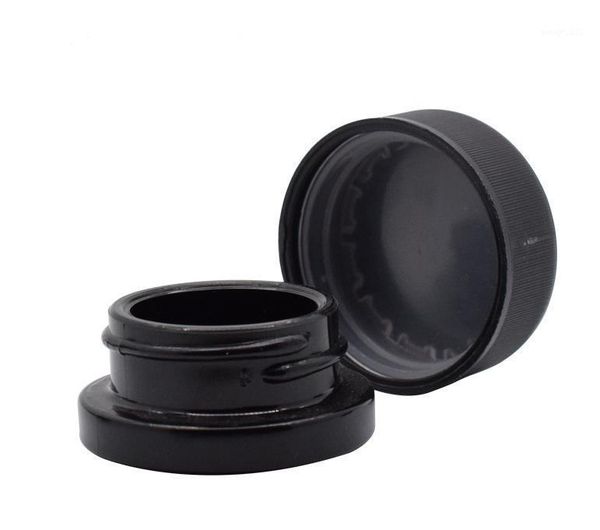 

non-stick cream container 5ml black glass jar with child proof lid for dry wax thick oil concentrate sn222 storage bottles & jars