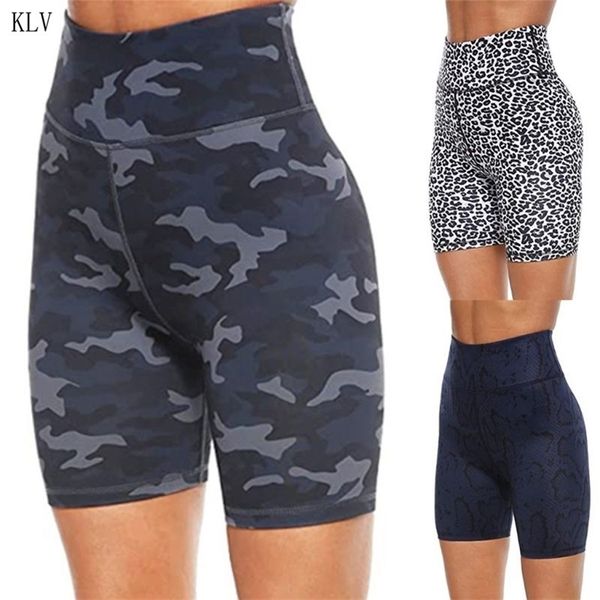 Womens High Waist Workout Sport Biker Shorts Leopard Camo Snakeskin Bauchkontrolle Butt Lift Lauf Leggings Kurze Hosen 210323