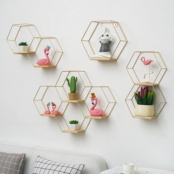 

other home decor decoration craft nordic hexagonal iron stand storage shelf holder contracted design decorative shelves