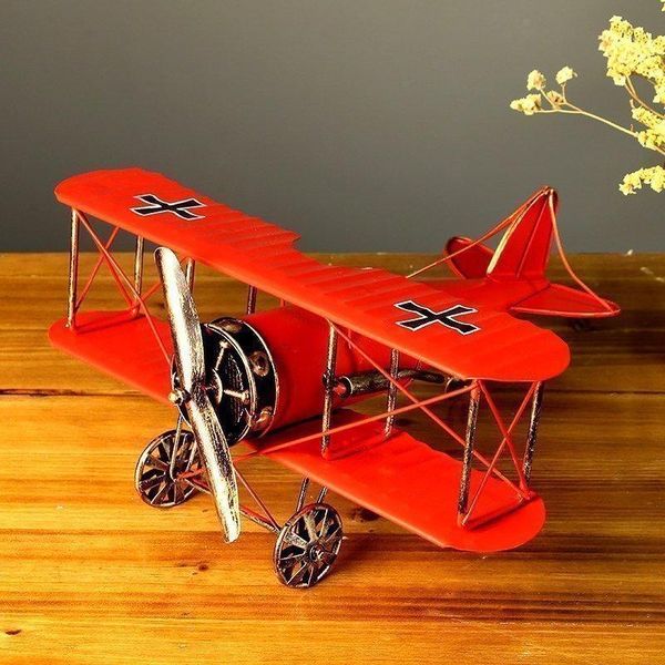 

decorative objects & figurines biplane model props red baron handmade retro iron decoration creative home decorations children's pograp