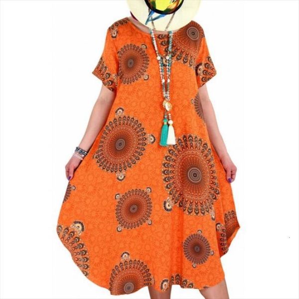 

s 5xl large size loose women dress short sleeves summer fashion beach sundress casual retro print mid, Black;gray