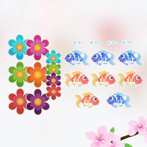 

18pcs colorful fish flower anti-slip self-adhesive sticker creative cartoon decals for bathroom bath tub shower surfaces mats