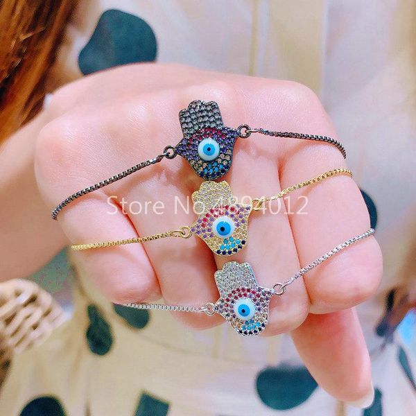 

10pcs,women bracelet, fashion jewelry, ajustable, 2021 arrival cz setting,hands shape, 3 colors,can wholesale link, chain, Black