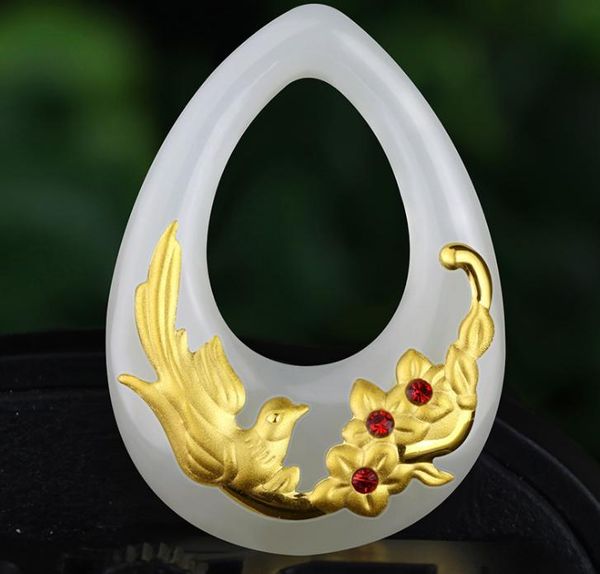 

lockets 3d gold inlay and tian yuhua open rich pendant h51#, Silver