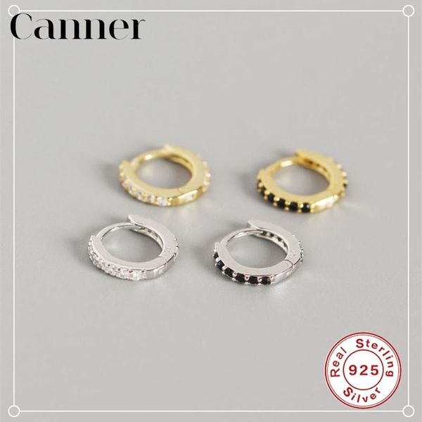 

canner huggie earings for women black crystal zircon hoops piercing jewelry sterling silver 2021 trend pendientes plata 925 w5 hoop &, Golden;silver