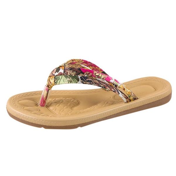 

summer women sweet print non-slip flip flops sandals flat beach slippers shoes fashion round toe slipper shoe outside apr 23, Black
