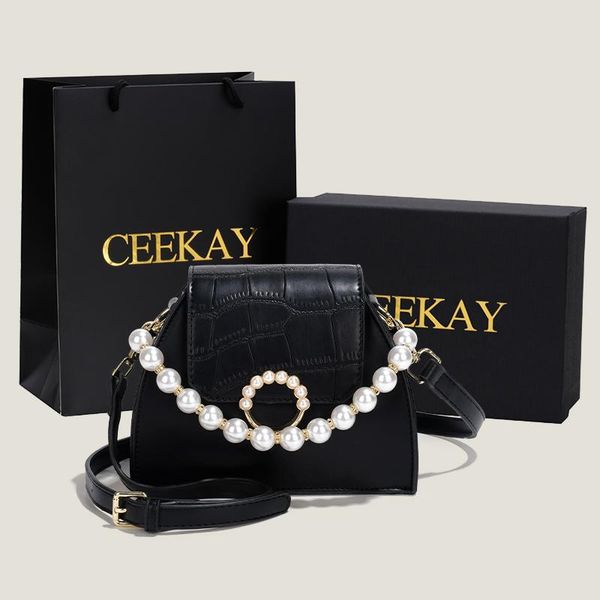

evening bags retro fashion alligator pattern women underarm shoulder simple gold chain pearl vintage pu leather ladies crossbody handbag