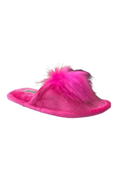 

women fuchsia home inside furry slippers, Black
