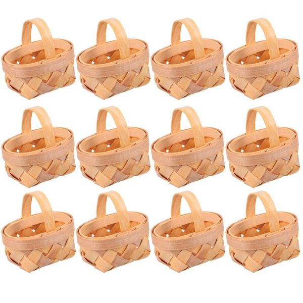 

storage baskets 12pcs wood chip mini manual woven ornaments