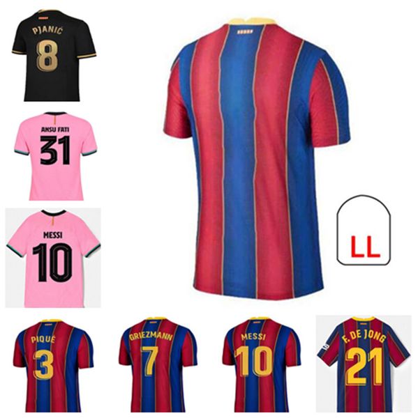 

20^21soccer jersey griezmann f. de jong coutinho pjanic trincao o. dembÃ©lÃ© 20&21 home away adult+kids kit football shirt, Black;yellow