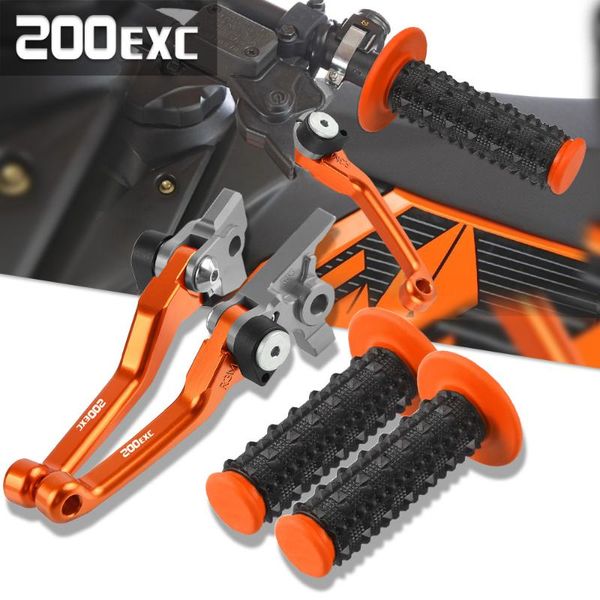 

motorcycle brakes motocross non-slip hand grips handlebar dirt bike foldable brake clutch levers for 200 exc 2003 2004 2005 2006 2007 2008 2