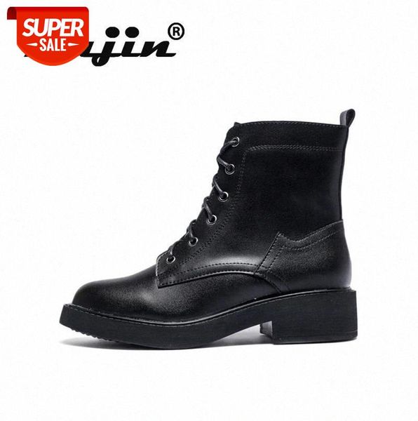 

fujin women's ankle boots 2021 fashion flat bottom autumn winter boots causal cross tied round toe lace breathable women #kx2d