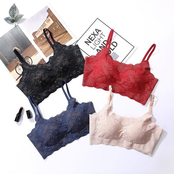 

bras women lace bra sets seamless underwear backless vest lingerie padded bralette ultrathin sports female intimates, Red;black