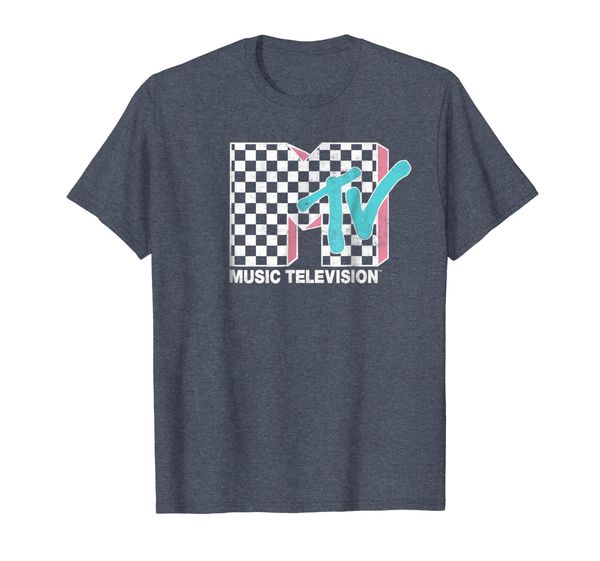 

MTV Neon Distressed Checkered Logo Graphic T-Shirt, Mainly pictures