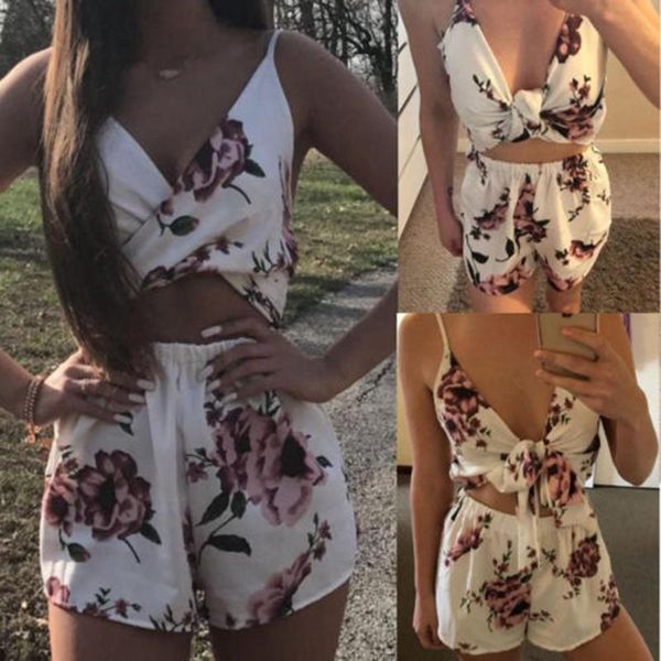 

women's jumpsuits & rompers summer off shoulder short playsuits beach loose flower romper, Black;white